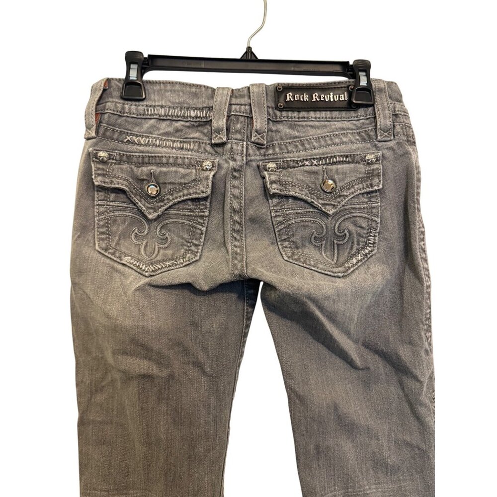 Rock Revival Celine Skinny Women’s Size 27 Gray Embellished Denim Jeans Made In - Picture 8 of 8